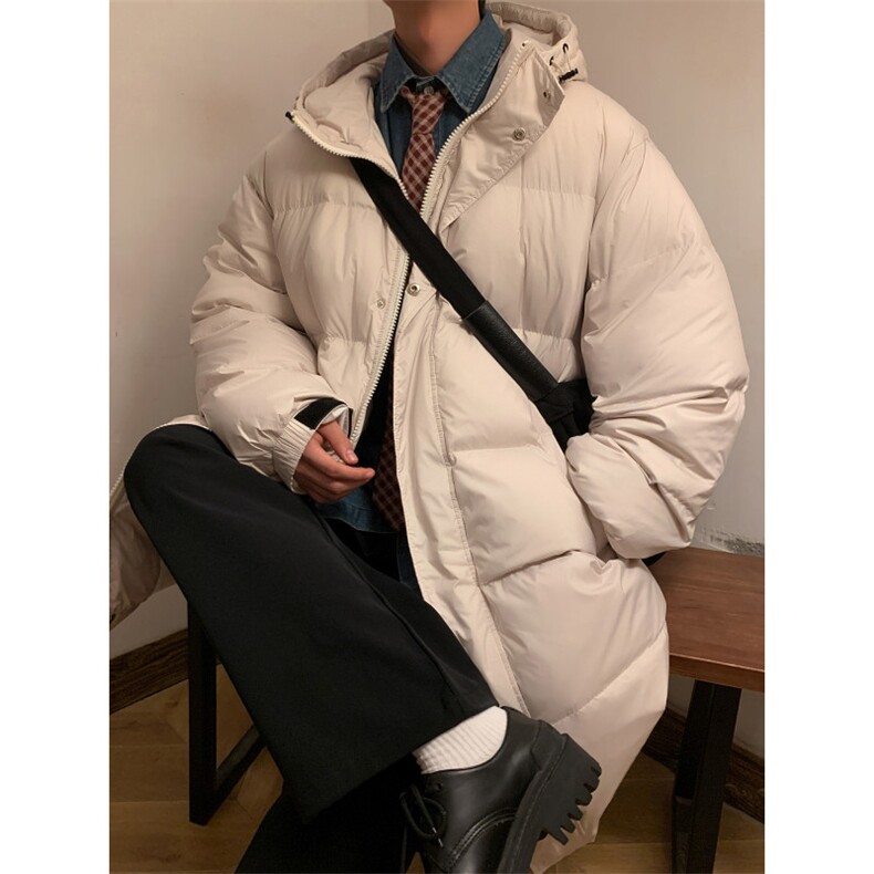 白鸭绒潮流光板连帽长款羽绒服保暖外套Y5850-P205【特价】,男装羽绒服,电商A007