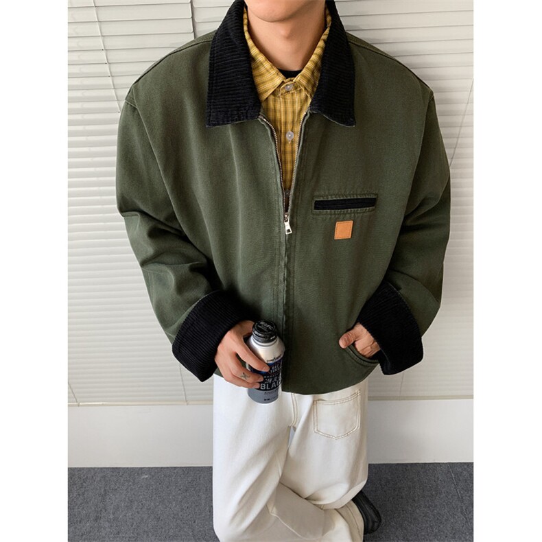 冬款男棉衣灯芯绒领保暖加绒加厚棉服外套JK1118P100加绒P125,男装棉衣,星座1013-1