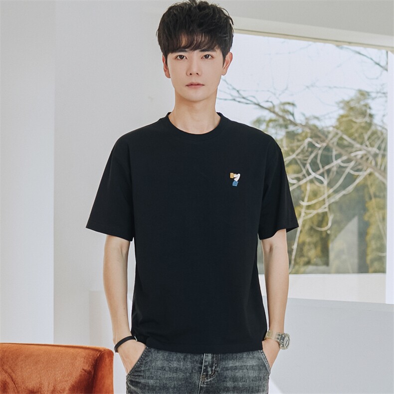 夏季青少年男款短袖t恤潮牌宽松男士半袖圆领体恤印花9077P50控79,男装T恤,电商A355（原A415）
