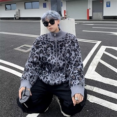 美式豹纹开衫毛衣男秋冬韩系轻熟风针织衫，男装针织衫/毛衣，星座716-4