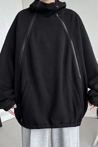 WY8126/P65秋装新款冲锋卫衣男款oversize潮牌美式高街重磅拉链图片