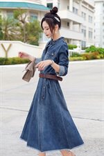潮流时尚连衣裙舒适长袖2021年春季中长款休闲气质，女装连衣裙，钱塘布衣