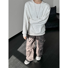 麻灰2026春新男女同款华棉光板纯色圆领卫衣A158-WY25-P22，男装卫衣，电商A158