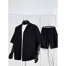 TZ52932/P65西服领短袖衬衣裤子套装男潮夏季肌理感西装领两件套，男装西服，电商A141