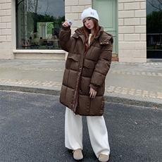韩版减龄保暖中长款减龄棉服女2025冬季新款显瘦加厚连帽棉衣棉袄，女装棉衣/棉服，2D148