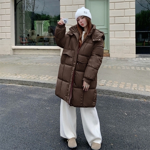 韩版减龄保暖中长款减龄棉服女2025冬季新款显瘦加厚连帽棉衣棉袄图片