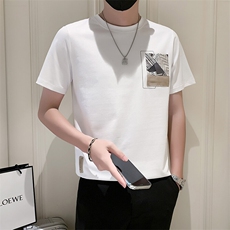 夏季2025新款短袖T恤男潮牌印花半袖男装上衣A313-5806-P48，男装T恤，电商A313