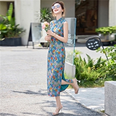 2026夏装新款简约时尚休闲新中式复古盘扣修身连衣裙，女装连衣裙，美沁