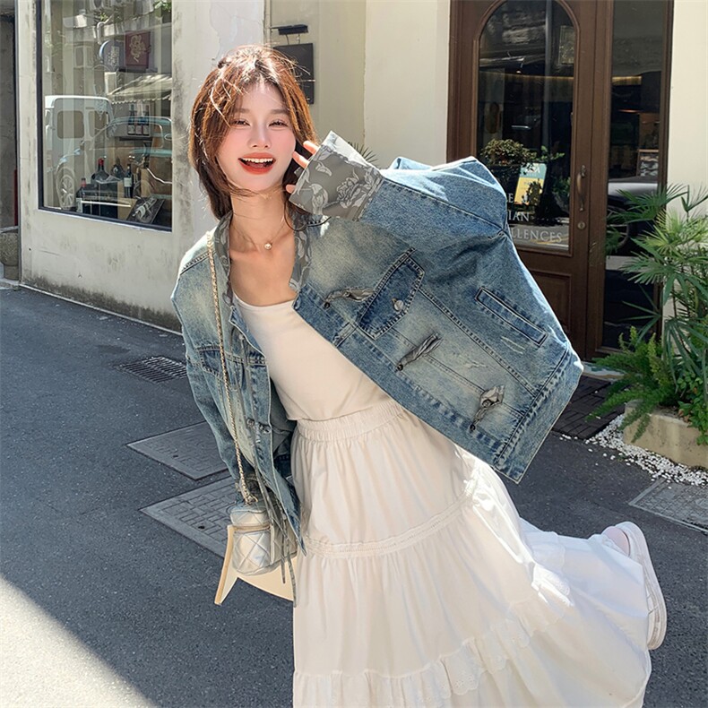 秋装新品新中式盘扣拼色牛仔短外套2C23918-P155-K238,女装短外套,2C239