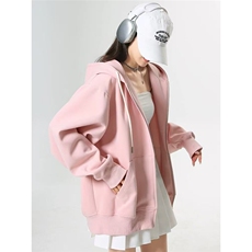 紫色连帽卫衣拉链上衣女春秋款2025新款chic夏季薄款休闲宽松外套，女装短外套，星座1210-1