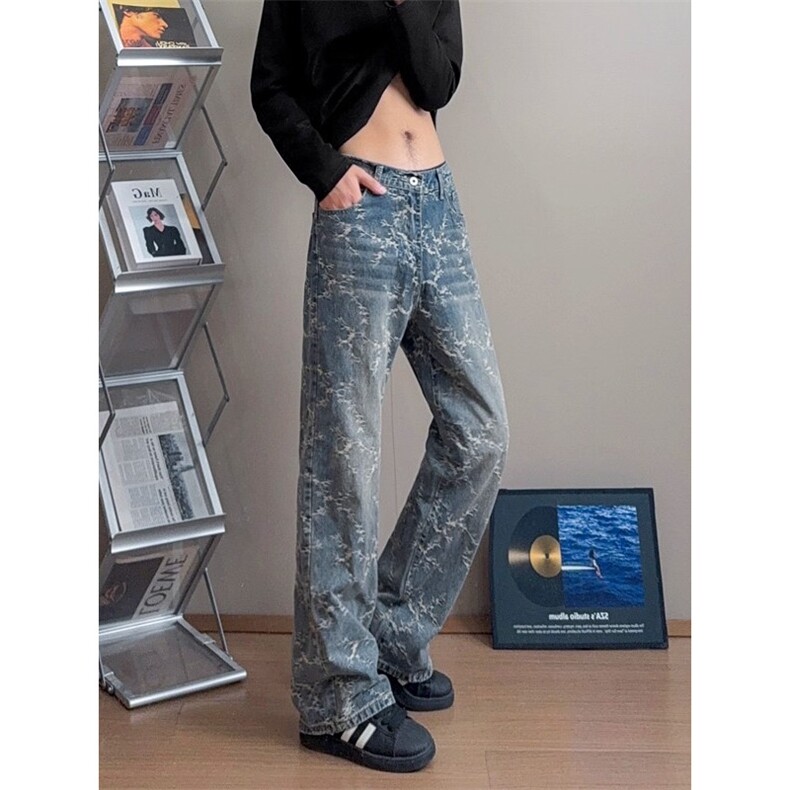 美式高街cleanfit提花牛仔裤男款秋冬潮牌微喇直筒裤s1052p37,男装牛仔裤,星座1112-1