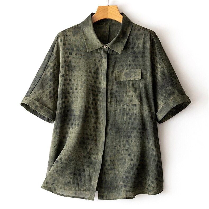 新款简约气质百搭短袖衬衫女宽松休闲上衣，女装衬衫，瑞上羊绒