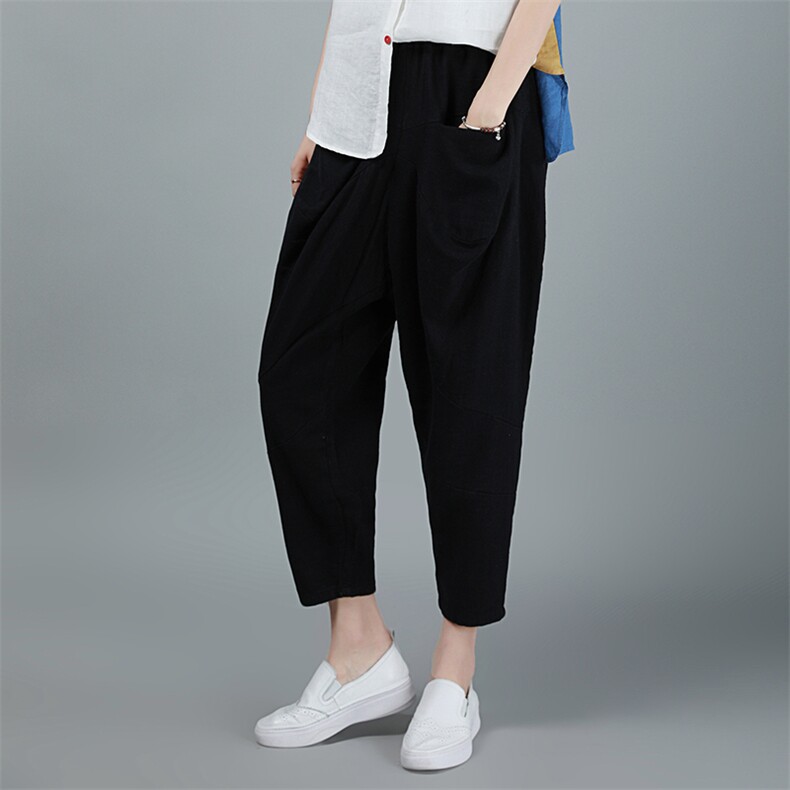 2021年夏季时尚潮流舒适裤子中腰宽松九分裤优雅,女装休闲裤,叶笙衣