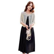 小披肩夏季短款洋气上衣女配吊带长裙开衫外搭高级感高端旗袍外套，女装蕾丝衫/雪纺衫，婵米儿