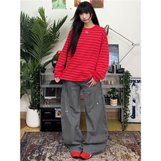 春季新款条纹长袖T恤学院风情侣上衣D328-CX6609-P38，男装T恤，电商D328