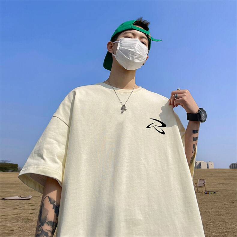 抖音得物二开现货220克夏装重磅美式高街宽松短袖t恤MT281,男装T恤,电商A486-1