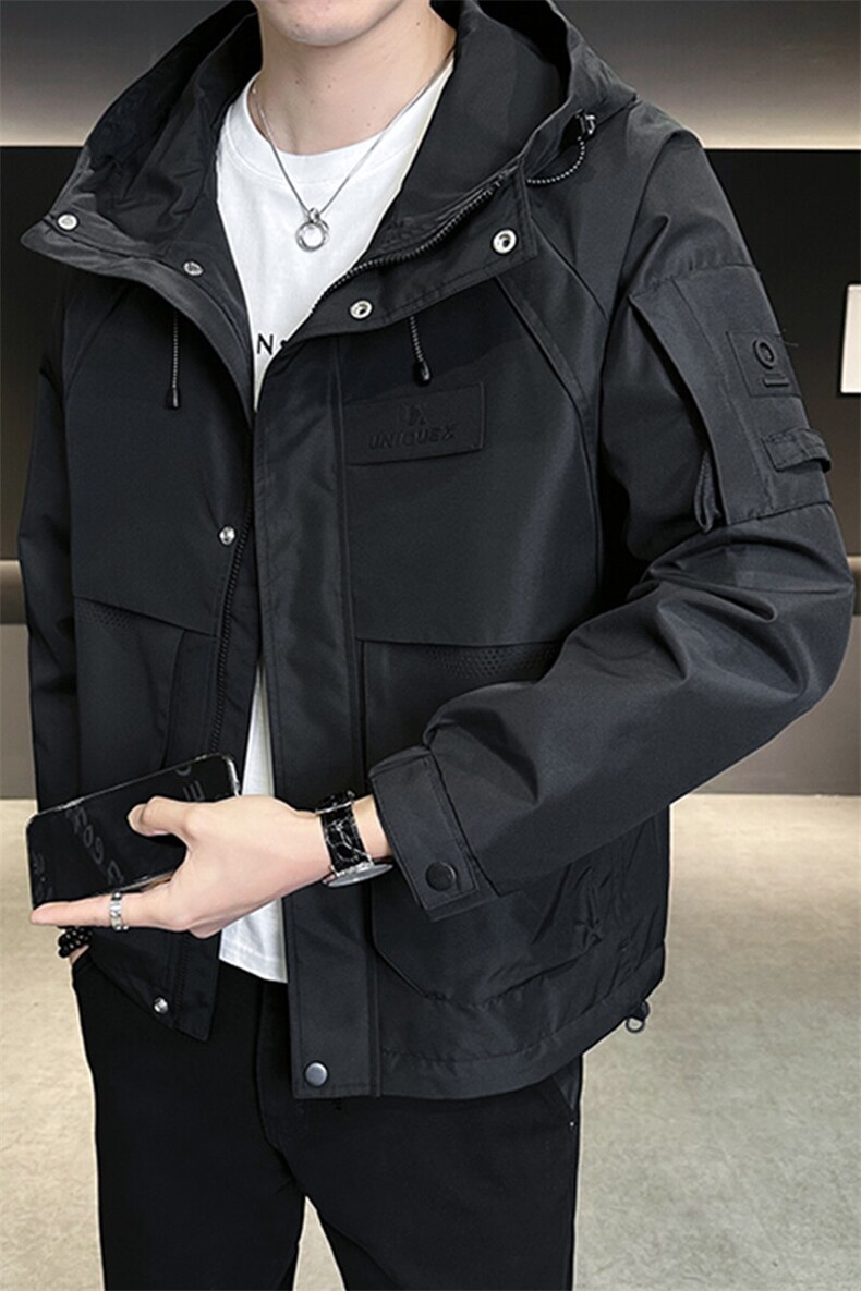 2025新款冲锋衣男款外套春季夹克连帽登山衣服A313-J112531-P155,男装夹克,电商A313