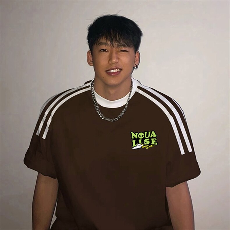 夏季美式高街重磅纯棉三条杠织带撞色男女短袖T恤ZD305-特P30,男装T恤,电商A486