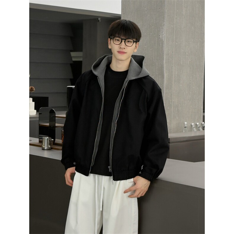 假两件撞色连帽夹克外套男年轻chic酷飒情侣上衣929-P95，男装夹克，星座918-1