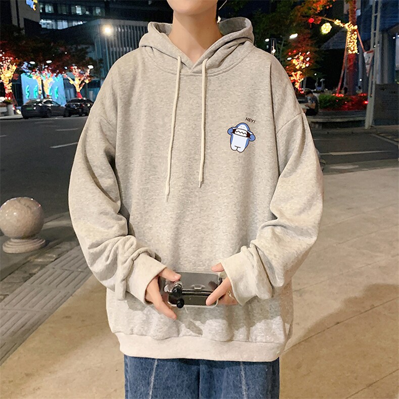 WY2167-P35 加绒款-P40 纯棉连帽卫衣男大码运动帽衫宽松薄外套男图片