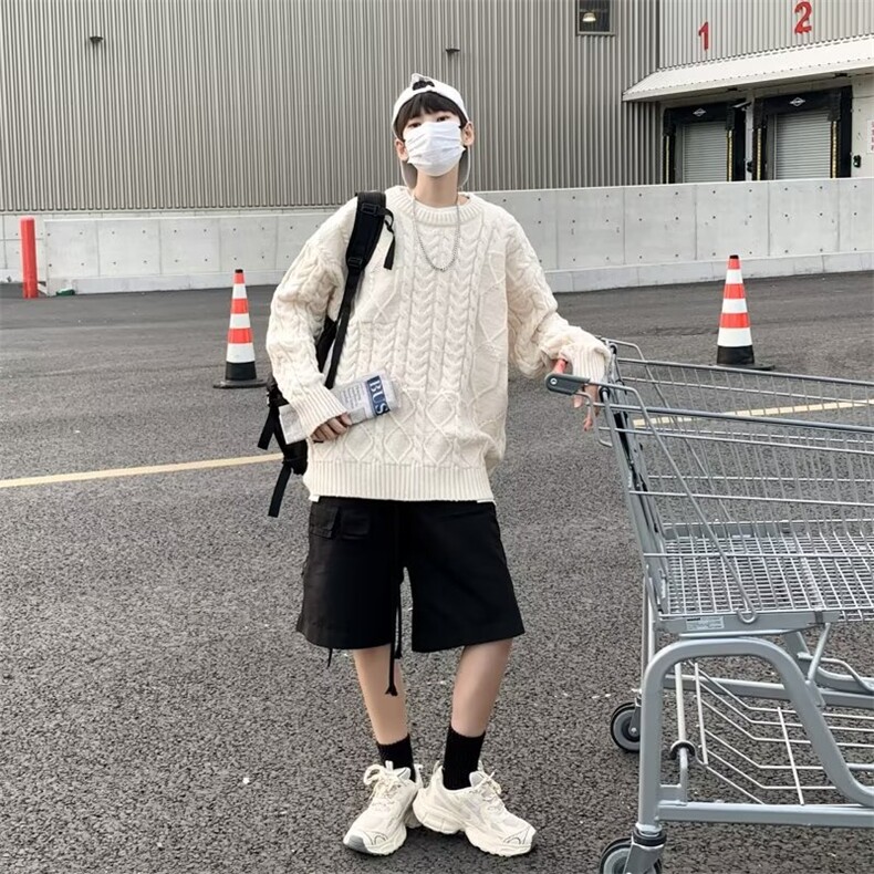 美式复古宽松毛衣男2024秋冬新款学院慵懒风条纹针织衫外套潮,男装针织衫/毛衣,星座716-2