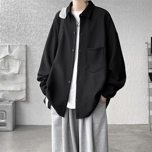 衬衫男春季新款港风宽松大码提花长袖衬衣CS026-P42图片