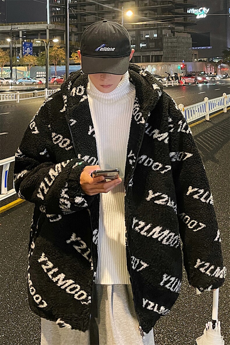 1港风定制LOGO羊羔毛棉衣大码M-5XL连帽棉衣外套男78710P105控148,男装棉衣,星座226-2