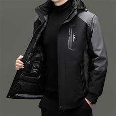 新款主推2色三防冲锋衣羽绒棉内胆棉服三合一，男装夹克，钱塘207-1