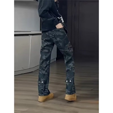 美式复古迷彩裤子男高街潮牌cleanfit伐木工装直筒裤Z24386P39，男装工装外套，星座1112-1