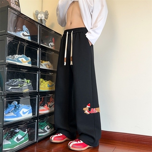 特批P42无差价秋季华棉420g美式复古腊肠狗刺绣大码休闲裤男K5962图片