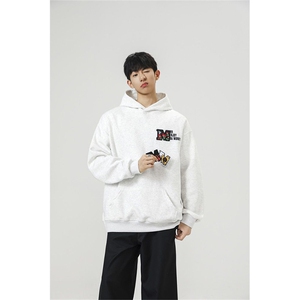 万针刺绣结构设计重磅秋冬全棉高品质美式高街连帽卫衣外套 Y7695图片