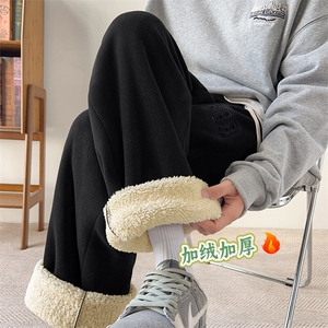 217-2-NK557-P45 冬季新款羊羔绒加绒加厚直筒休闲裤男大码卫裤图片