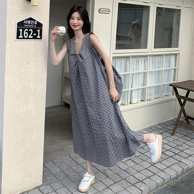 2C085-Q088P130新款复古格子前后两穿连衣裙+包包K198,女装连衣裙,2C085