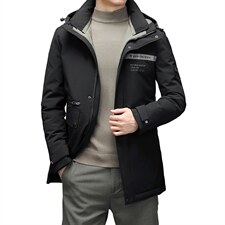 冬季羽绒服男士中长款纯色潮流中年厚款休闲外套SNNYR86068-P300，男装羽绒服，电商B212（原钱塘6029）