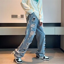 牛仔裤男秋季潮大码休闲裤子高街HK89P46，男装牛仔裤，星座1116-2