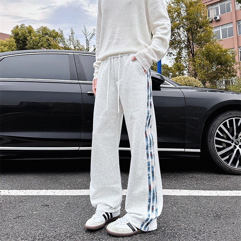 XK60022-P35条纹休闲裤男春秋款潮牌痞帅炸街宽松运动裤青少年，男装休闲裤，电商A178