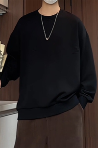 S5015/特P30春秋装新款高个性套头提花卫衣男潮流宽松长袖T恤外套图片