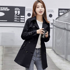 风衣女中长款小个子春秋季新款女装修身韩版休闲气质百搭外套女，女装风衣，韩蔻秀