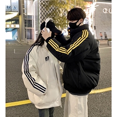 情侣冬装港风织带棉服刺绣logo棉衣休闲加厚外套男G1105P118，男装棉衣，电商A339