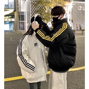 情侣冬装 港风织带棉服 刺绣logo棉衣休闲加厚外套男 G1105 P118图片