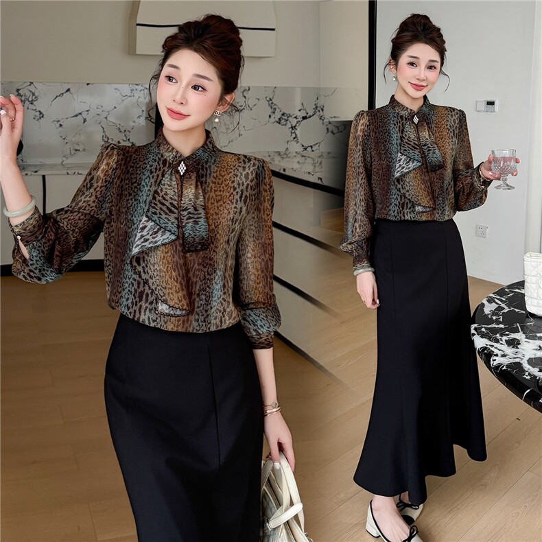 BAO现货2026新款春装时尚气质优雅立领衬衣百搭半身裙两件套，女装套装/套裙，卡杰菲