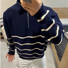 1506A/G50070/P50日系毛衣男女秋装慵懒复古软糯套头拉链针织衫，男装针织衫/毛衣，星座1506A