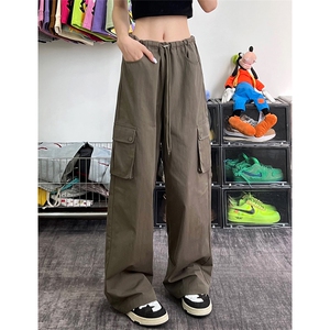 美式复古中腰多口袋工装裤女2宽松直筒休闲裤XZ211-1-K2340-P60,男装工装外套,星座211-1