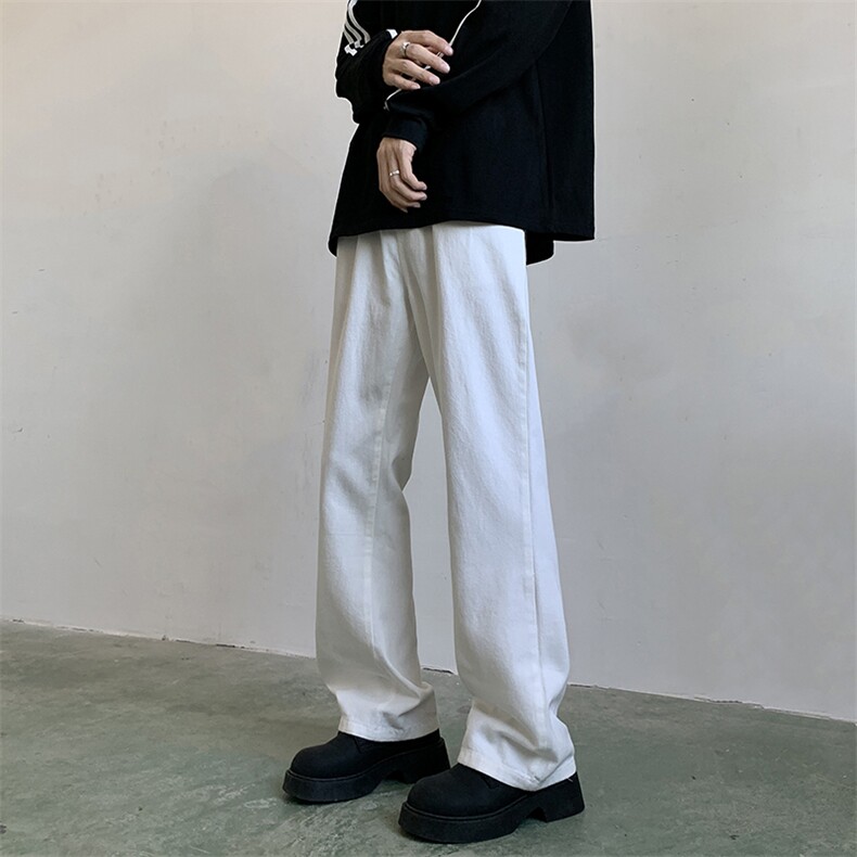 白色牛仔裤男女韩版潮流直筒百搭修身2024秋冬ins长裤RK2171-P35,男装牛仔裤,星座412-2