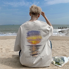 已注册/夏季外景欧美复古短袖T恤男宽松体恤打底衫DT9763/P25，男装T恤，电商B316