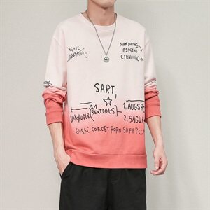 2021春秋季新款男士卫衣潮流宽松休闲上衣服渐变色外套秋装DF17T图片