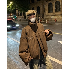 405A美式复古个性金属设计短款皮衣棉服MY24916-特批108控178，男装皮衣，星座405A