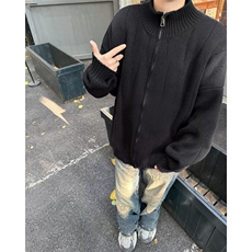 立领长袖日系秋冬季宽松休闲港风纯色针织衫男套头时尚流行M6026，男装针织衫/毛衣，星座1116A-1（原606A）