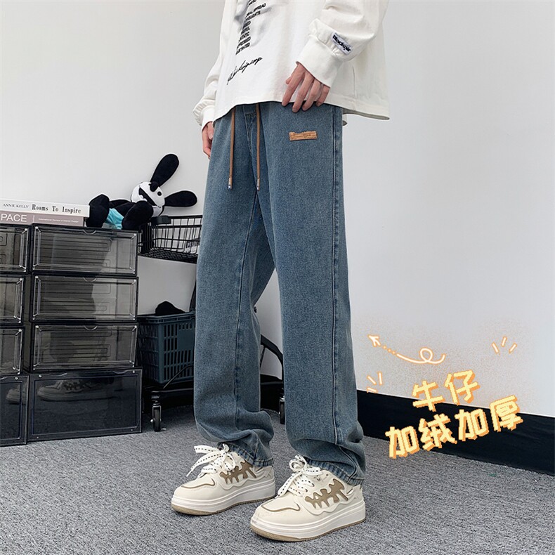 牛仔加绒加厚S-3XL-73.3%棉17.1%粘纤9.6%聚酯维(含微量纤维),男装牛仔裤,星座718-1