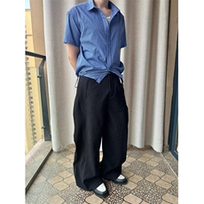 夏季美式复古格子男女短袖衬衫宽松百搭衬衣薄款半袖衫LC2177-p40，男装T恤，星座1008